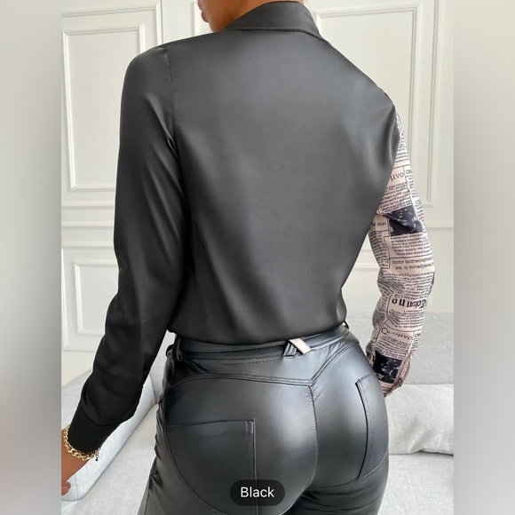 Vintage Style Graphic “Daily Weekend” Button Down Collared Blouse - Picture 4 of 5